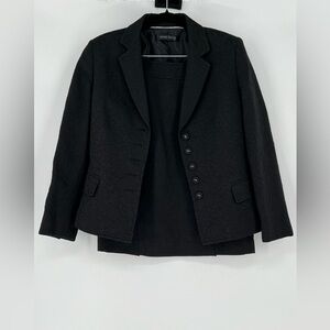 ANN KLEIN SUIT,  SKIRT & BLAZER, IN TEXTURED BLACK COTTON BLEND FABRIC